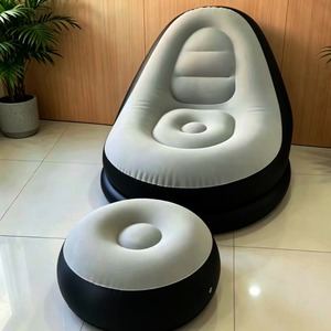 Neuer Aufblasbarer Moderner Minimalistischer Loungesessel für Innen/Außen, Einzelsitz-Sofa mit Flockbeschichtung, Faltbarer Hocker, Kugelförmige Bank - Product Image 3