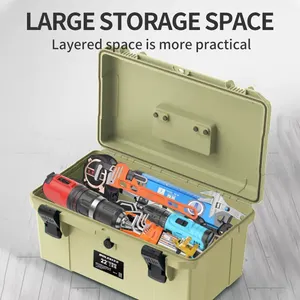 Beige Thickened Waterproof Plastic Hardware Toolbox Handheld Household Carrying Box Protective Box