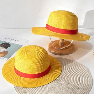 ÉCHANTILLON GRATUIT Protecteur solaire Habillage Ruban rouge Imprimé Sombrero Para Mujer Outdoor Sun Luffy Cosplay Chapeau de canotier en paille - Product Image 2