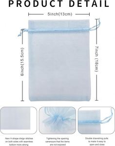 Sacs en organza personnalisés avec logo, pochettes à cordon en maille pour bijoux, sacs cadeaux transparents pour mariage et événements, personnalisation OEM ODM - Product Image 2
