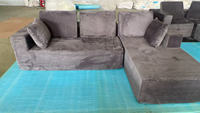 Meilleure Vente Canapé Convertible 7 Places Forme Unique Canapé Sectionnel Moderne en U Housse Côtelée Noire pour Salon et Détente