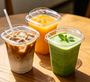 Gobelets carrés jetables en plastique transparent pour <span class=keywords><strong>café</strong></span> et bubble tea avec couvercles, contenants portables <span class=keywords><strong>de</strong></span> qualité alimentaire pour jus et boissons à emporter - Product Image 2