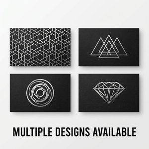 Tarjetas de Visita de Papel Especial Negro Personalizadas, Diseño Geométrico con Lámina Plateada, OEM, Personalizadas, al por Mayor - Product Image 2