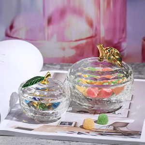 Boîte à bonbons en cristal diamant, vente en gros bol à sucre de stockage en verre plat à bonbons <span class=keywords><strong>avec</strong></span> dôme - Product Image 4