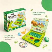 Juguete Educativo de Computadora Portátil con Diseño de Dinosaurio, con Ratón, Luces y Música, Juego de Imitación para Niños