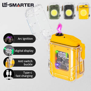 Barato creativo al aire libre de carga USB a prueba de viento impermeable de doble arco LED encendedor transparente ABS cuerpo IP65 calificación para acampar - Product Image 5