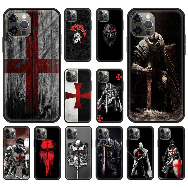 Knights Templar Luxury Design Cover UV Painting Printing Sublimation Mobile Phone Case for iPhone 11 12 13 14 15 16 Pro Max Case