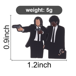 Broche en émail sur le thème du film d'horreur, avec les personnages Vincent Vega et <span class=keywords><strong>Jules</strong></span> Winnfield tenant une arme, pour sac à dos et revers, cadeaux de bijoux amusants - Product Image 6