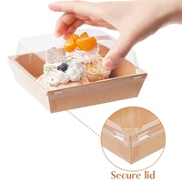 Boîtes d'emballage pour gâteaux pâtisserie dessert, desserts, tiramisu boîte d'emballage en papier kraft à emporter avec plastique transparent 50 pièces