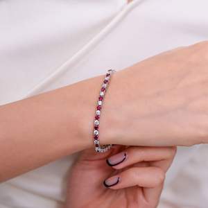 Bracelet rond de luxe fait main en rubis de synthèse pour homme et femme, style tennis - Product Image 4