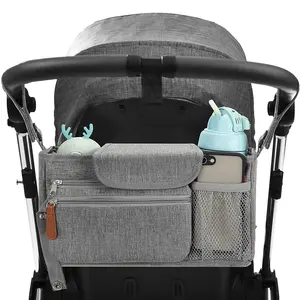 Tas Penata Kereta Bayi Universal, Konsol Orang Tua dengan Pemegang Cangkir dan Tas Tangan Dapat Dilepas Cocok untuk Semua Kereta Bayi