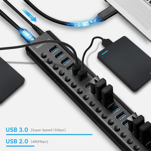 <span class=keywords><strong>RSHTECH</strong></span> Hub USB 3.0 16 en 1 avec adaptateur d'alimentation 12V8A, interrupteurs séparés, 16 ports USB pour PC, accessoires informatiques - Product Image 2