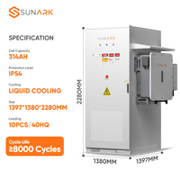 Système de stockage d'énergie solaire tout-en-un 125 kW 261 kWh LiFePO4 BESS en armoire, avec batterie au lithium à refroidissement liquide IP54, pour applications C&I