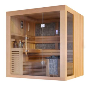 Sauna et hammam combinés au design moderne pour la maison, sauna intérieur avec poêle à bois et poêle électrique - Product Image 3