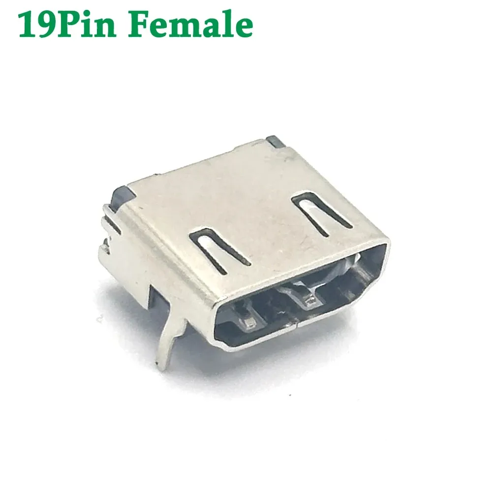 Prise HDMI femelle 19 broches connecteur d'interface de prise 90 degrés avec trous de vis fixes HDMI-19P 3 rangées de pieds 90 degrés