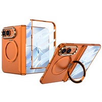Coque de téléphone PC compatible iPhone 18 Duo avec anneau rotatif, finition mate effet peau, protection intégrale et design de charnière