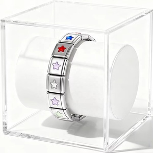 Fashion Colorful Pentagram Rhinestone Charm Link Fit 9mm Stainless Steel Jewelry Gifts Making Italian Charm Bracelet DIY Beads - Product Image 2