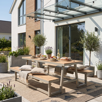 Ensemble table et banc de jardin Meiqi, design intégré, long banc, mobilier de patio commercial pour cour et parc
