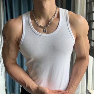 Pack of 3 Spandex <b>White</b> Tight Muscle Man <b>Vest</b> Ribbed Gym Mesn tank Top <b>Men</b> - Product Image 3