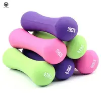 Renkli aerobik spor salonu egzersiz eğitimi kemik şekilli neopren dökme demir halter kadınlar için