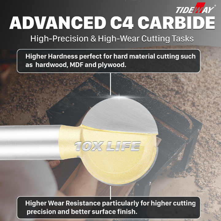 TIDEWAY Professional Grade Carbide Tipped Round Carving Router Bits for ...