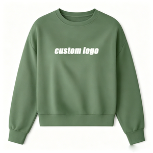 Pull à col rond personnalisé pour femme, en molleton <span class=keywords><strong>épais</strong></span> uni, coupe ample, épaules tombantes, style confortable pour l'automne et l'hiver - Product Image 2