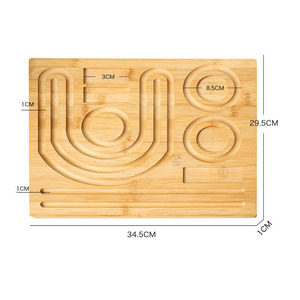 Plateau de perles en bambou en forme de U avec 3 canaux pour bijoux affichant des colliers et des bracelets Plateau de rangement en bois - Product Image 5