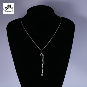 Zhan Lang Ji – collier avec pendentif en forme de canne de Noël, en argent tibétain, bijoux cadeau pour hommes, SP1055 - Product Image 3