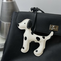 Handgemaakte delicate PU lederen Dalmatische hond 3D gevlekte sleutelhangerriem Tulpvormige fruit-ananas design rugzakken tassen