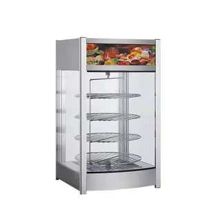 New arrival 4 trays stainless steel rotary pizza display food warmer Bread and cake heating cabinet
