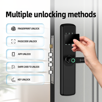 Kunci Pintu Sidik Jari WiFi Pintar Anti-Maling Satu Sentuhan, Paduan Aluminium untuk Pintu Kayu Rumah, Kantor, Sewa, Penyimpanan Data Cloud
