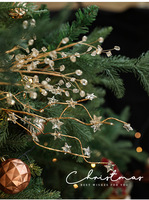 Branches d'étoiles de Noël dorées de luxe, pics d'étoiles en acrylique transparent pour sapin de Noël, décoration élégante pour la table de fête de Noël à la maison
