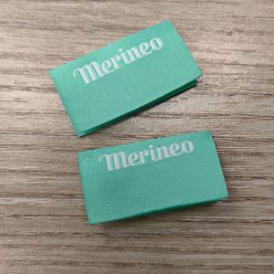Private Custom Garment Brand <b>Name</b> Logo Woven Hem <b>Label</b> Tags With Center Loop Fold for T-shirt - Product Image 2