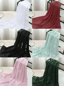 MT001 Malaysian Cross-border Ethnic Style High-quality Solid Color Crumpled Chiffon Headscarf with Straight Edges - Product Image 2