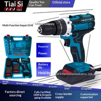 Perceuse sans fil 21V à moteur à balais, mandrin à trois mors, réversible, multi-vitesses pour le bricolage, le vissage et le perçage du bois