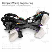 Kit de câblage automobile personnalisé à 12 circuits, conducteur en cuivre protégé PBT/Nylon, connecteur auto multipolaires, réparation automobile