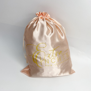 Bolsa de Satén de Lujo con Logotipo de Marca, Bolsa de Regalo con Cordón de Seda, Bolsa de Embalaje para Pelucas, para Pequeñas Empresas - Product Image 1