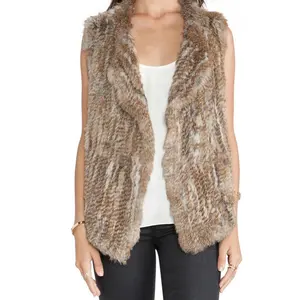 YR321 Cheap Price Hand Knitted Fur Vest Fur Gilet Waistcoat for Women