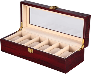 Vendita al dettaglio di Pianoforte Lacca Contenitore di Vigilanza Chiave di Legno di Lusso Nero Orologio Da Parete Scatola Dell'organizzatore di Caso 20 Slot Orologio Con Display In Vetro Top - Product Image 2
