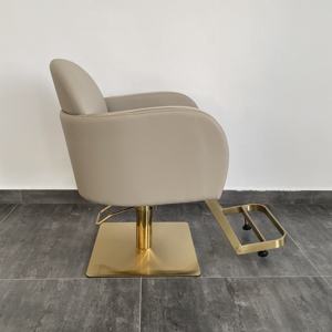Silla de Estilismo para Barbería y Salón de Belleza Z Barber Supplies, Silla de Salón Gris con Detalles en Dorado, Mueble Hidráulico Reclinable para Peluquería - Product Image 3