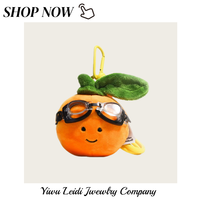 Porte-clés en peluche orange en forme de fruit, poupée tangerine douce et rembourrée, avec lunettes et cordon tressé, breloque de sac, ornement de sac à dos, cadeau, style dessin animé