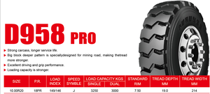 Neumáticos Radiales Aurunze Nuevos para Camión Volquete TBR D958PRO 10.00R20 11R22.5 12R22.5 11.00R20 295/80R22.5 315/80R22.5 - Product Image 5