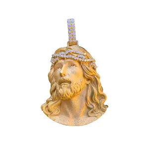 Wholesale Gold Silver Diamond Hiphop Jewelry Necklace Unisex Moissanite Jesus Pendant