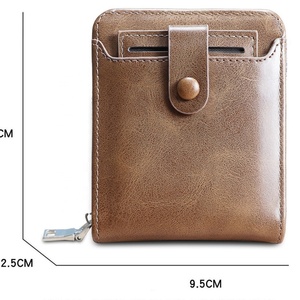 Fashion Mens Wax Leather <b>Wallet</b> Zipper Card Holder <b>Wallets</b> Woven Pattern Leather Card <b>Wallet</b> for Man and <b>Lady</b> Purse - Product Image 2