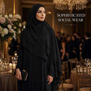 Nuovo Khimar 2026 a Due Strati Davanti e Tre Strati Dietro in Chiffon Fluido, Vestibilità Comoda e Copertura Totale |   Hijab Istantaneo One Piece, Khimar <span class=keywords><strong>da</strong></span> Preghiera per Donne - Product Image 6