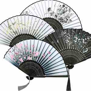 DS Design Hand-Held Bamboo Craft Folding <b>Fan</b> Carved with Silk Fabric for Parties Weddings Gifts <b>Wall</b> <b>Decoration</b> Folk Art Style - Product Image 2