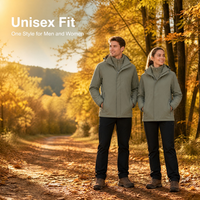 Nouvelle Veste 3-en-1 Automne Hiver Style Couple Homme Femme Coupe-Vent Chaude Zippée Unie Détachable Deux Pièces Manteau d'Extérieur