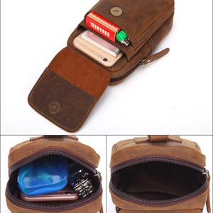 Boshiho - Riñonera de Cuero Genuino Crazy Horse para Hombre, Color Marrón, con Espacio para Teléfono Móvil y Cartera, 10.5x17x5.5cm - Product Image 5