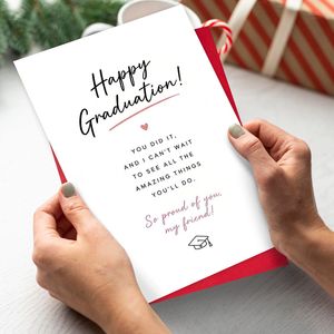 Biglietto d'auguri semplice in carta patinata stile scritto a mano per amici 'Ci stiamo così orgogliosi di te' con busta per un messaggio calorevole - Product Image 3