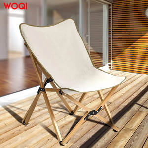 Silla Plegable para Exteriores Woqi, Silla de Jardín de Madera Maciza con Tela Oxford, Silla de Camping Portátil con Bolso, Color Leche - Product Image 1